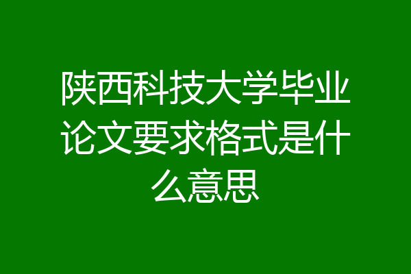陕西科技大学毕业论文要求格式是什么意思
