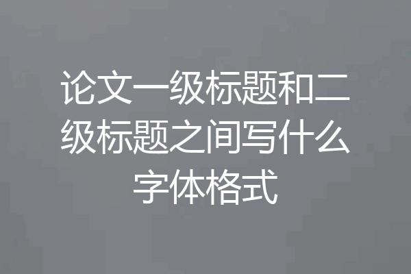 论文一级标题和二级标题之间写什么字体格式