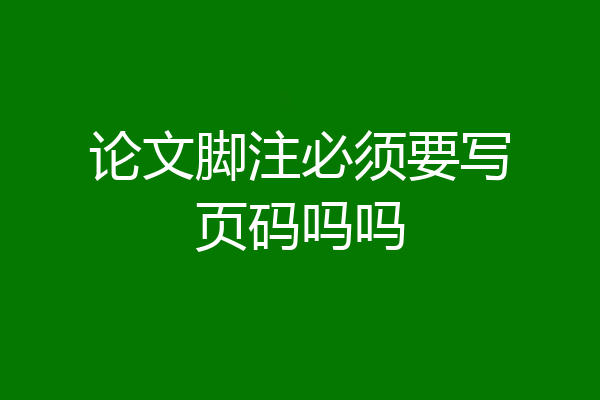 论文脚注必须要写页码吗吗