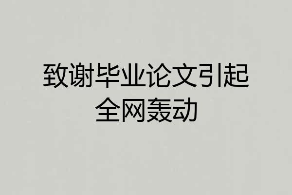 致谢毕业论文引起全网轰动