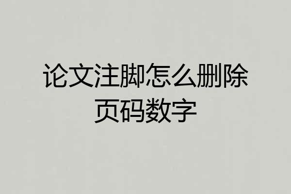 论文注脚怎么删除页码数字