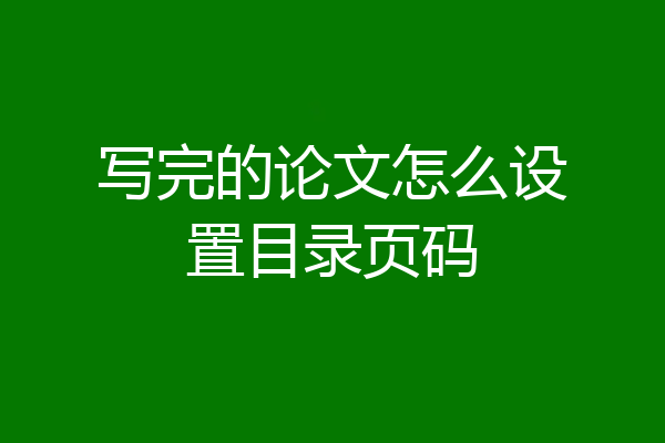 写完的论文怎么设置目录页码