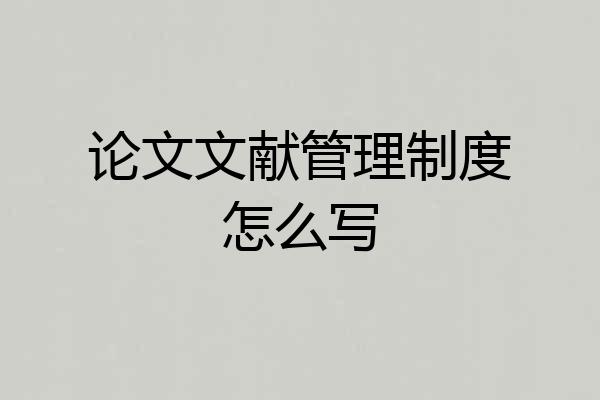 论文文献管理制度怎么写