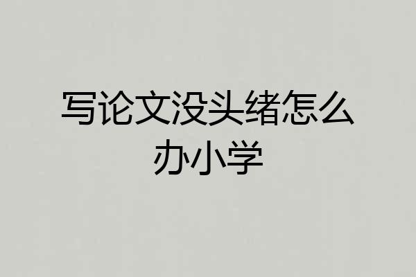 写论文没头绪怎么办小学