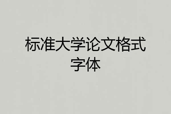 标准大学论文格式字体