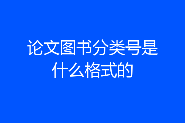 论文图书分类号是什么格式的