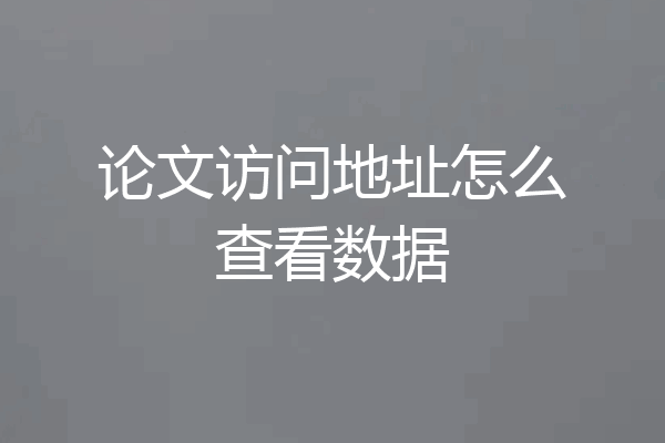 论文访问地址怎么查看数据