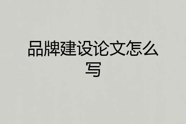 品牌建设论文怎么写