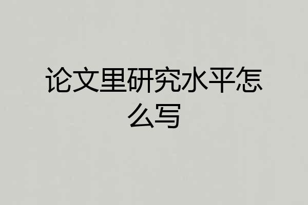 论文里研究水平怎么写