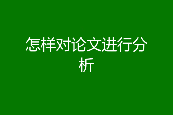 怎样对论文进行分析