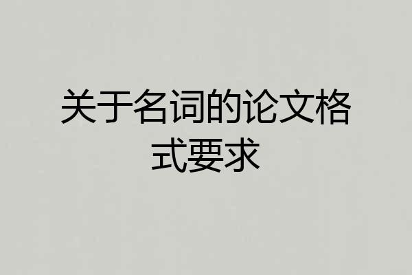 关于名词的论文格式要求
