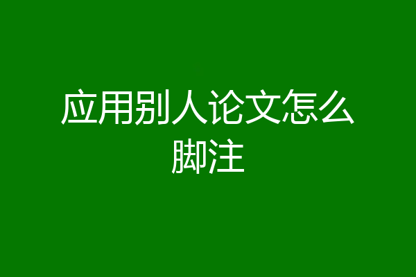 应用别人论文怎么脚注
