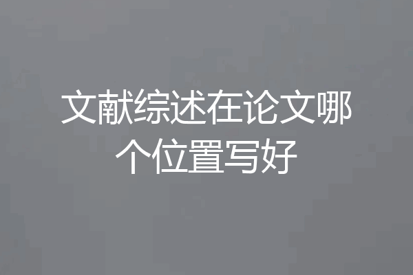 文献综述在论文哪个位置写好