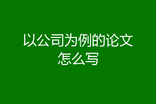 以公司为例的论文怎么写