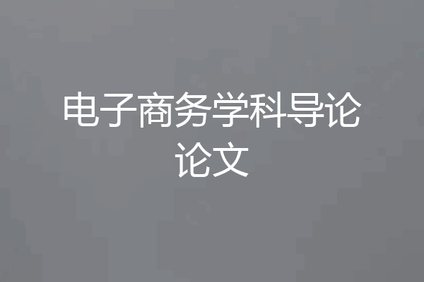 电子商务学科导论论文