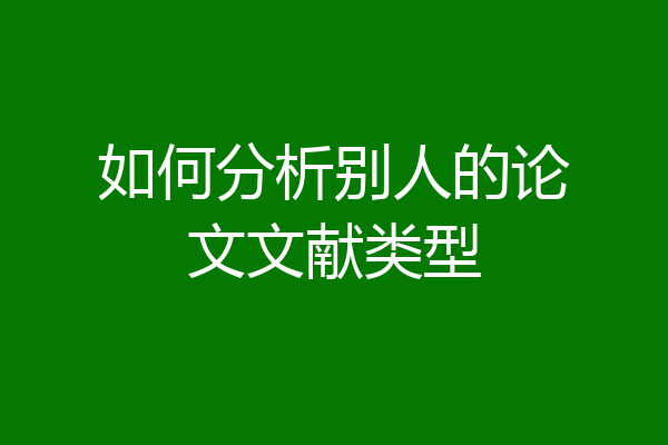 如何分析别人的论文文献类型