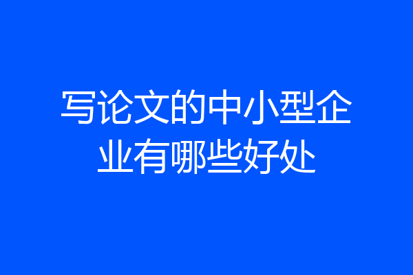 写论文的中小型企业有哪些好处