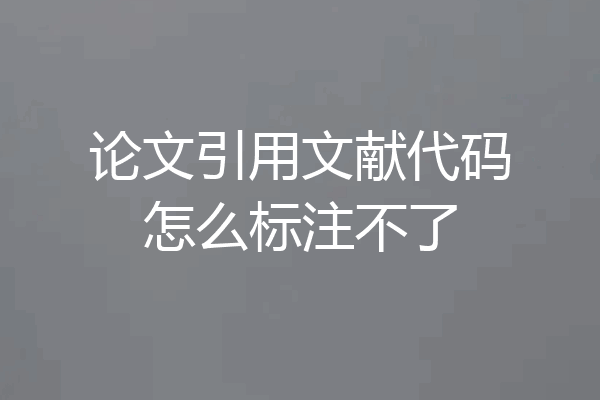 论文引用文献代码怎么标注不了
