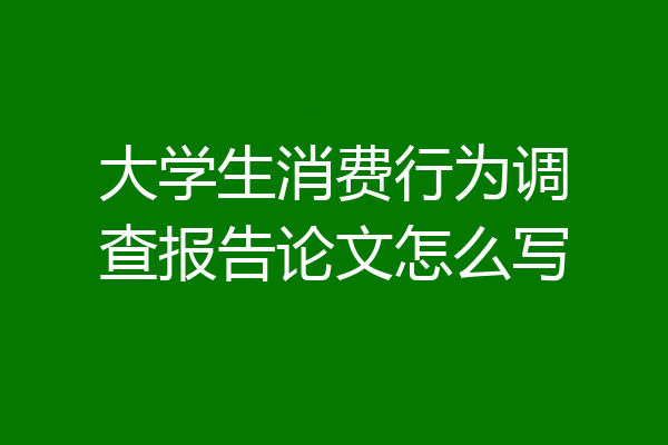 大学生消费行为调查报告论文怎么写