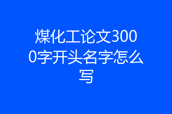 煤化工论文3000字开头名字怎么写