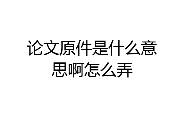 论文原件是什么意思啊怎么弄