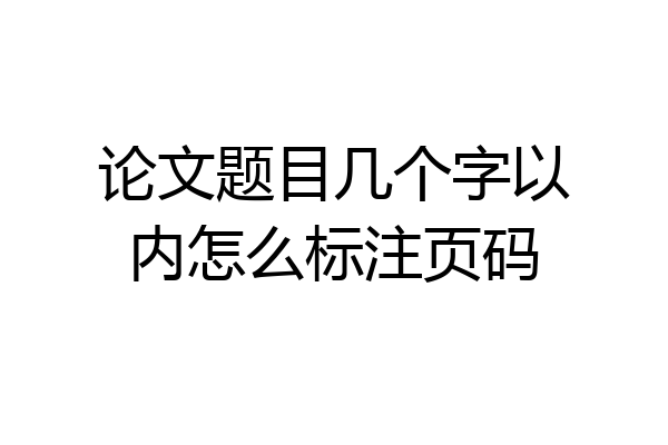 论文题目几个字以内怎么标注页码