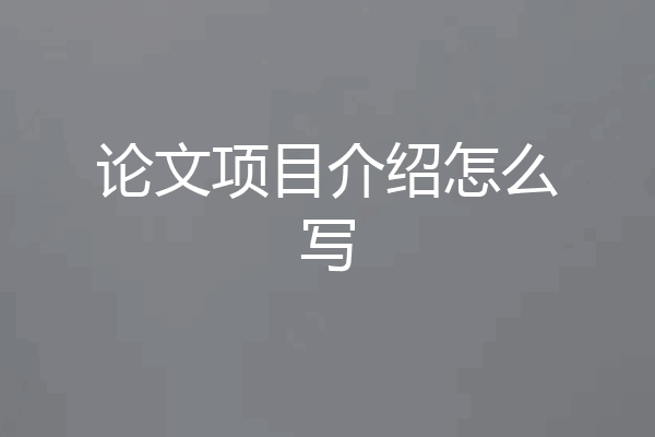 论文项目介绍怎么写
