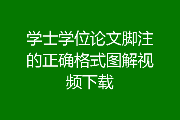 学士学位论文脚注的正确格式图解视频下载