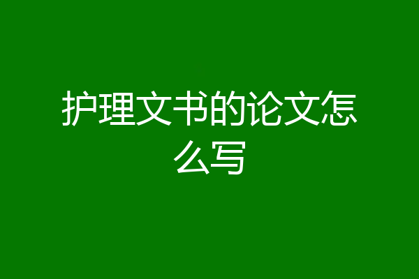 护理文书的论文怎么写