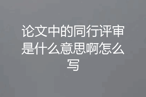 论文中的同行评审是什么意思啊怎么写
