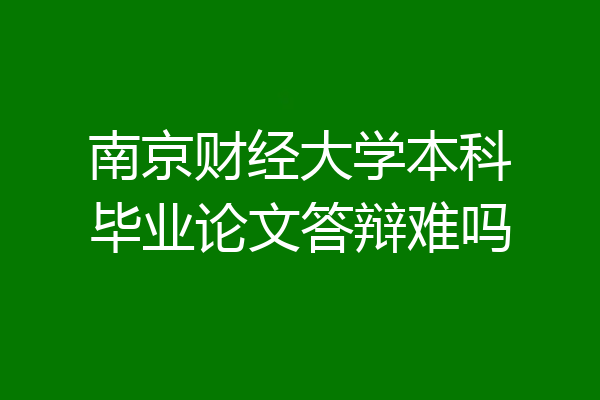 南京财经大学本科毕业论文答辩难吗