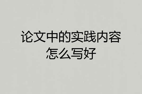 论文中的实践内容怎么写好