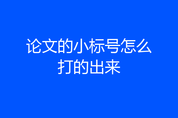 论文的小标号怎么打的出来