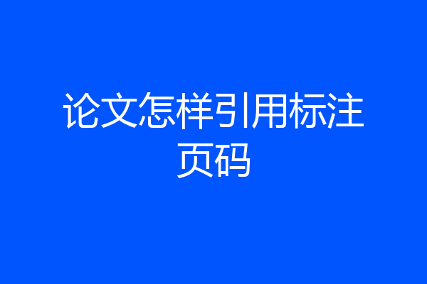论文怎样引用标注页码