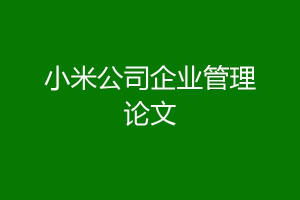 小米公司企业管理论文