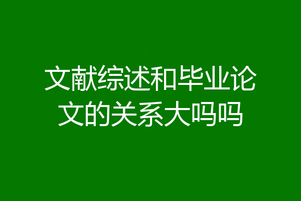 文献综述和毕业论文的关系大吗吗