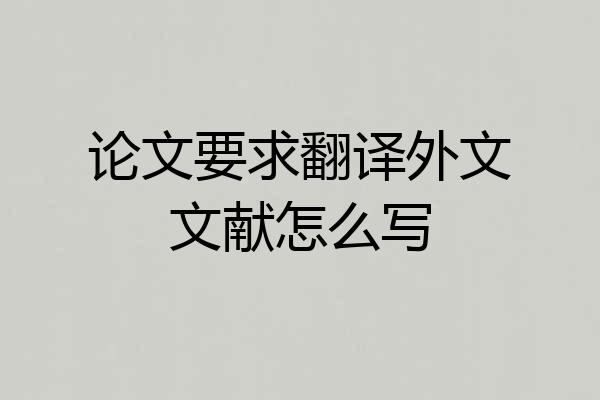 论文要求翻译外文文献怎么写