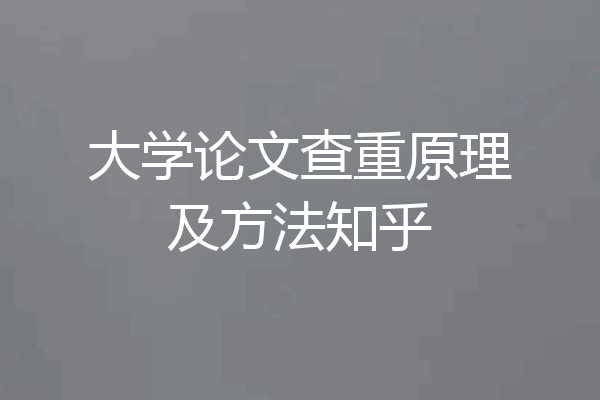 大学论文查重原理及方法知乎