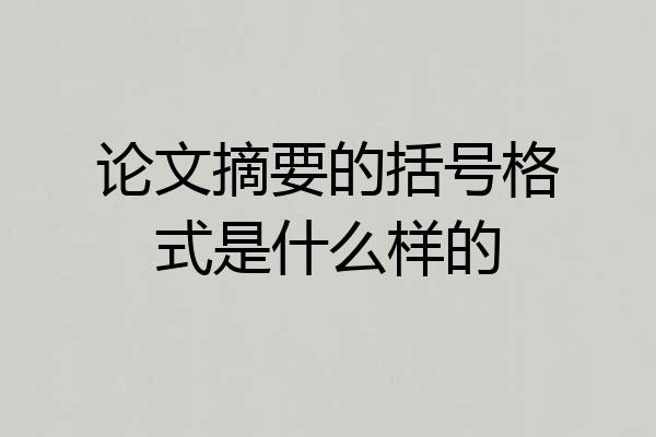 论文摘要的括号格式是什么样的