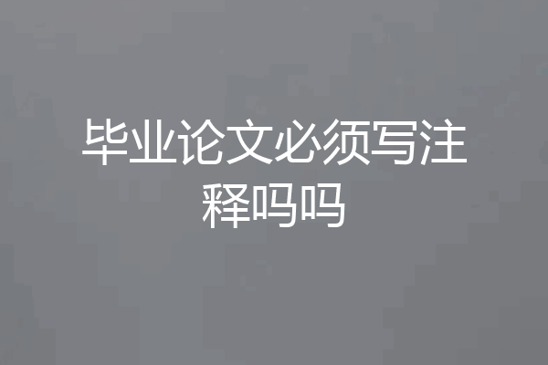 毕业论文必须写注释吗吗