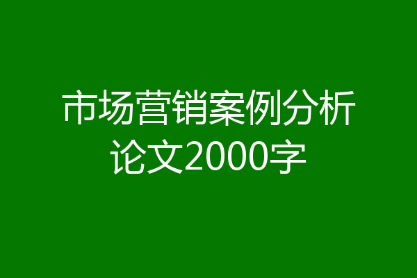 市场营销案例分析论文2000字
