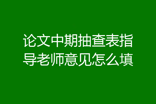 论文中期抽查表指导老师意见怎么填