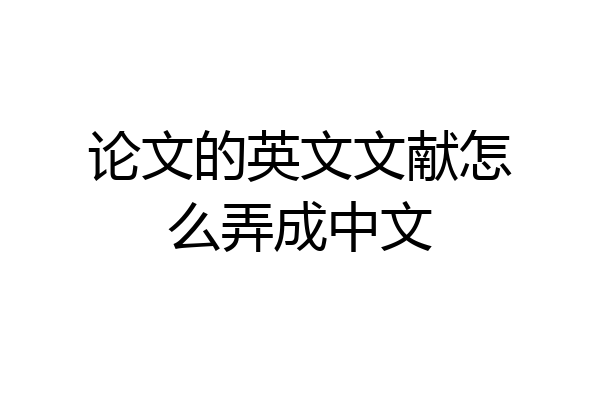 论文的英文文献怎么弄成中文