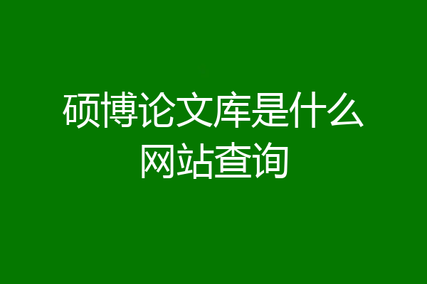 硕博论文库是什么网站查询