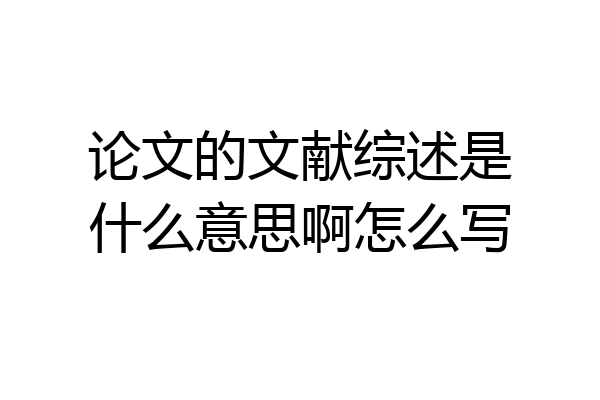 论文的文献综述是什么意思啊怎么写