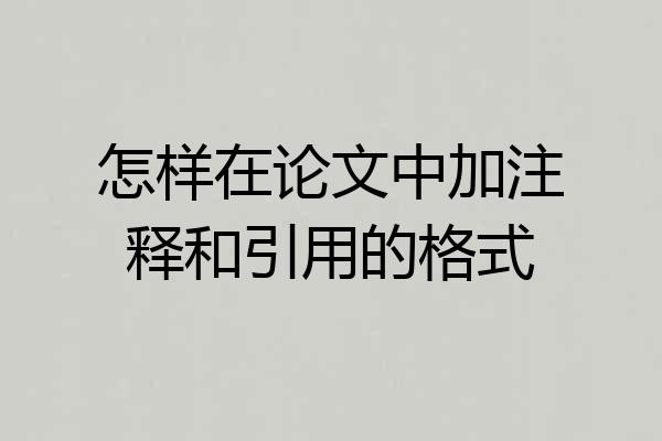 怎样在论文中加注释和引用的格式