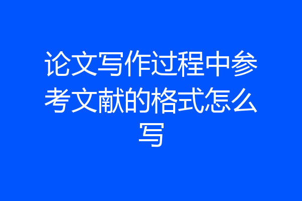 论文写作过程中参考文献的格式怎么写