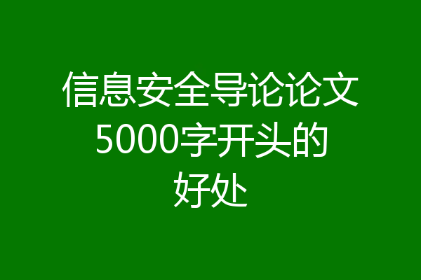 信息安全导论论文5000字开头的好处