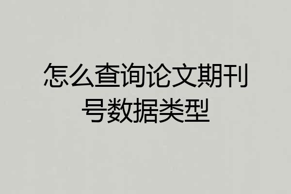 怎么查询论文期刊号数据类型