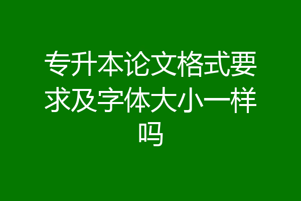 专升本论文格式要求及字体大小一样吗
